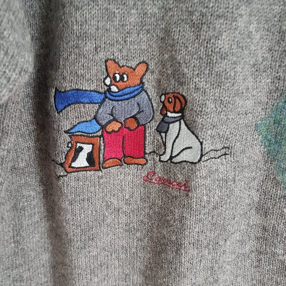 Vintage Pure Wool Dog Sweater Size L Shetland Wool Scotland Sweater - Picture 2 of 10